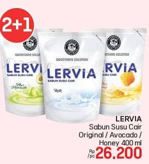 Promo Harga Lervia Sabun Cair Susu  Plus Honey, Original, Plus Avocado 400 ml - LotteMart