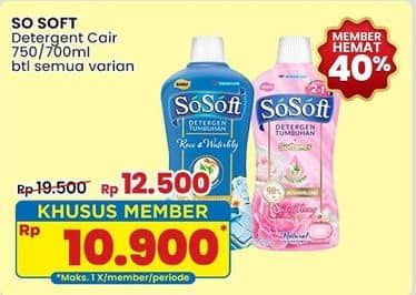 Promo Harga Sosoft Deterjen Cair All Variants 700 ml - Indomaret