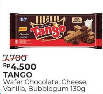Promo Harga TANGO Long Wafer Chocolate, Cheese, Vanilla Milk, Bubblegum 130 gr - Alfamart