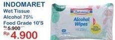 Promo Harga INDOMARET Wet Tissue Alcohol 75% Food Grade 10 sheet - Indomaret