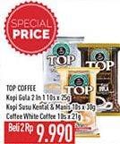 Promo Harga TOP COFFEE Kopi Gula/Susu Kental Manis / White Coffee 10s  - Hypermart