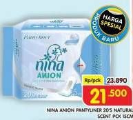 Promo Harga Bagus Nina Anion Pantyliner Natural Scent 15cm 20 pcs - Superindo