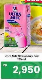 Promo Harga Ultra Milk Susu UHT Stroberi 125 ml - Carrefour