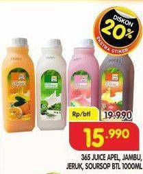Promo Harga 365 Juice Apel, Jambu, Jeruk, Sirsak 1000 ml - Superindo