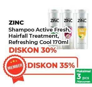 Promo Harga Zinc Shampoo Active Fresh Lemon, Hair Fall Treatment, Refreshing Cool 170 ml - Yogya