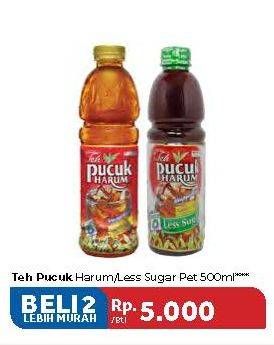 Promo Harga TEH PUCUK HARUM Minuman Teh Original, Less Sugar per 2 botol 500 ml - Carrefour