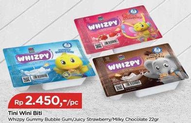 Promo Harga Tini Wini Biti Whizpy Gummy Bubble Gum, Juicy Strawberry, Milky Chocolate 22 gr - TIP TOP