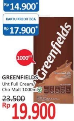 Promo Harga GREENFIELDS UHT Choco Malt, Full Cream 1000 ml - Alfamidi