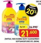 Promo Harga ZWITSAL Kids Bubble Bath Clean Fresh, SoftMoisturiz 280 ml - Superindo