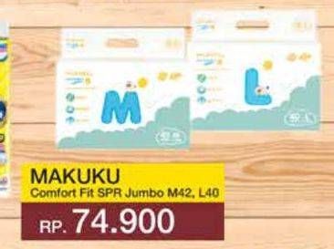 Promo Harga Makuku Comfort Fit Diapers M42, L40 40 pcs - Yogya
