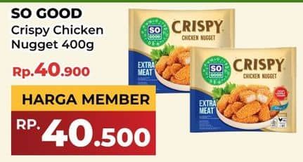 Promo Harga So Good Crispy Chicken Nugget 400 gr - Yogya