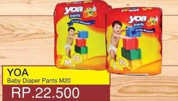 Promo Harga YOA Baby Diapers Pants M20 20 pcs - Yogya