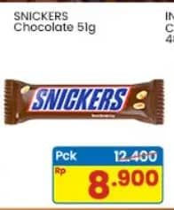 Promo Harga Snickers Chocolate Single 51 gr - Indomaret
