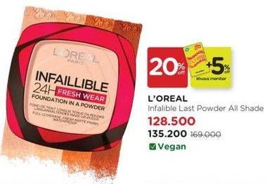 Promo Harga LOREAL Infaillible 24H Fresh Wear Foundation in Powder All Variants 9 gr - Watsons