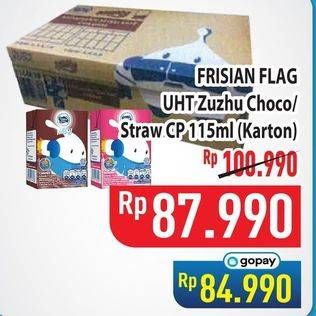 Promo Harga Frisian Flag Susu UHT Milky Zuzhu Zazha Chocolate, Strawberry per 36 tpk 115 ml - Hypermart