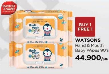 Promo Harga WATSONS Hand & Mouth Baby Wipes 90 sheet - Watsons