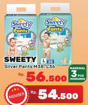 Promo Harga Sweety Silver Pants L36, M38 36 pcs - Yogya