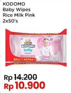 Promo Harga Kodomo Baby Wipes Rice Milk Pink 50 pcs - Indomaret
