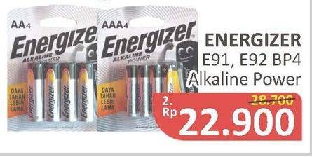 Promo Harga ENERGIZER Battery Alkaline E91, E92 BP4  - Alfamidi