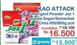 Promo Harga ATTACK Jaz1 Detergent Powder Semerbak Cinta, Pesona Segar 800 gr - Indomaret