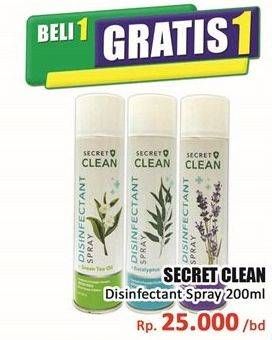 Promo Harga Secret Clean Eucalyptus Disinfectant Spray Green Tea, Lavender 200 ml - Hari Hari