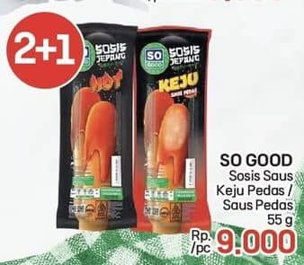 Promo Harga So Good Sosis Jepang Hot, Keju Saus Pedas 55 gr - LotteMart