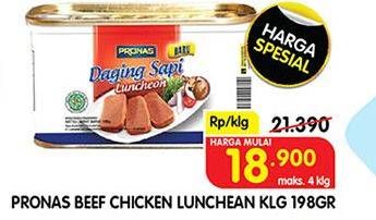 Promo Harga PRONAS Beef/ Chicken Luncheon 198 g  - Superindo