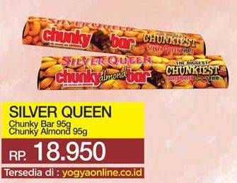 Promo Harga SILVER QUEEN Chunky Bar Almonds, Cashew 95 gr - Yogya