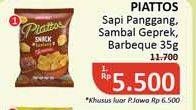 Promo Harga PIATTOS Snack Kentang Sapi Panggang, Sambal Geprek, Barbeque With Black Pepper 35 gr - Alfamidi