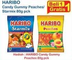 Promo Harga HARIBO Candy Gummy Peaches, Starmix 80 gr - Indomaret