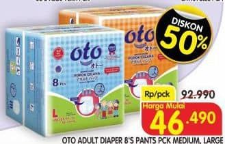 Promo Harga OTO Adult Diapers Pants M8, L8 8 pcs - Superindo