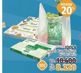 Promo Harga IDOLA Green Bag Medium P.40 25 pcs - LotteMart