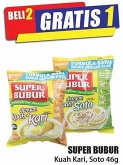 Promo Harga SUPER BUBUR Bubur Instant Kuah Kari, Kuah Soto 46 gr - Hari Hari
