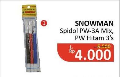 Promo Harga SNOWMAN Spidol PW-3A Mix, PW Hitam 3 pcs - Alfamidi
