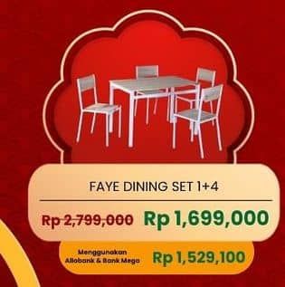 Promo Harga Trans Living Faye Dining Set 1+4  - Carrefour