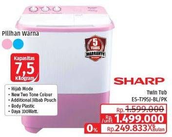 Promo Harga SHARP ES-T79SJ-BL/PK | Washing Machine Twin Tube 7.5kg  - Lotte Grosir