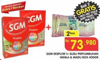 Promo Harga SGM Eksplor 1+ Susu Pertumbuhan Vanila, Madu per 2 box 400 gr - Superindo