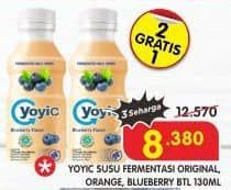 Promo Harga Yoyic Probiotic Fermented Milk Drink Original, Orange, Blueberry 130 ml - Superindo