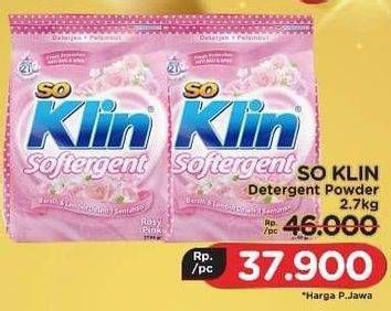 Promo Harga SO KLIN Softergent Rossy Pink 2700 gr - LotteMart