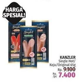 Promo Harga Kanzler Sosis Single Hot, Keju, Original 65 gr - LotteMart