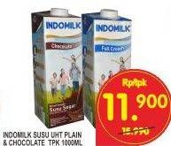 Promo Harga Indomilk Susu UHT Full Cream Plain, Cokelat 1000 ml - Superindo