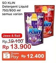 Promo Harga SO KLIN Liquid Detergent + Anti Bacterial Violet Blossom, + Anti Bacterial Red Perfume Collection 750 ml - Indomaret