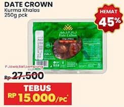 Promo Harga Date Crown Kurma Premium Khalas 250 gr - Indomaret