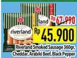 Promo Harga Riverland Sausage Smoked Cheddar, Smoked Arabiki Beef, Smoky Black Pepper 360 gr - Hypermart