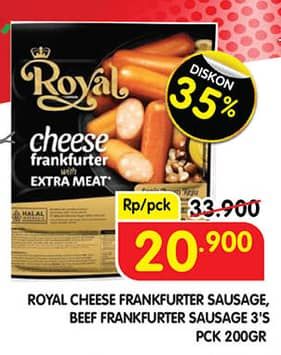 Promo Harga Belfoods Royal Sausages Cheese Frankfurter, Beef Frankfurter 200 gr - Superindo