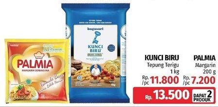 Promo Harga KUNCI BIRU Tepung Terigu 1kg + PALMIA Margarine 200g  - LotteMart