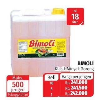 Promo Harga BIMOLI Minyak Goreng 18000 ml - Lotte Grosir