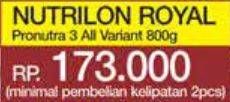 Promo Harga Nutrilon Royal 3 Susu Pertumbuhan All Variants 800 gr - Yogya