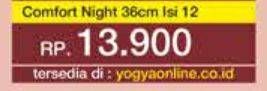 Promo Harga Softex Comfort Night Wing 36cm 12 pcs - Yogya