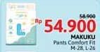 Makuku Comfort Fit Diapers Pants 26 pcs Diskon 6%, Harga Promo Rp54.900, Harga Normal Rp58.900